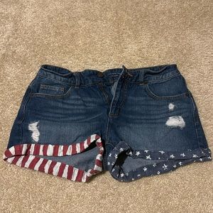 America Themed Jean Shorts